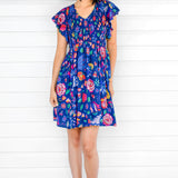 Bilinga Mini Dress in folk fairytale navy