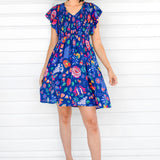 Bilinga Mini Dress in folk fairytale navy