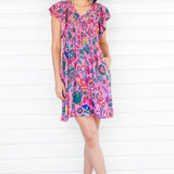 Bilinga Mini Dress in folk fairytale pink