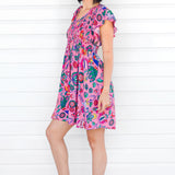 Bilinga Mini Dress in folk fairytale pink