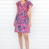 Bilinga Mini Dress in folk fairytale pink