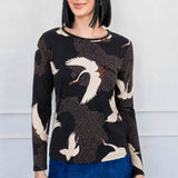 Holiday Tee Long Sleeve in poetry in motion black