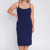 Bamboo Slip Dress in navy