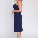 Bamboo Slip Dress in navy