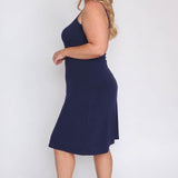 Bamboo Slip Dress in navy