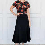 Flared Ponte Skirt in black