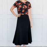 Flared Ponte Skirt in black