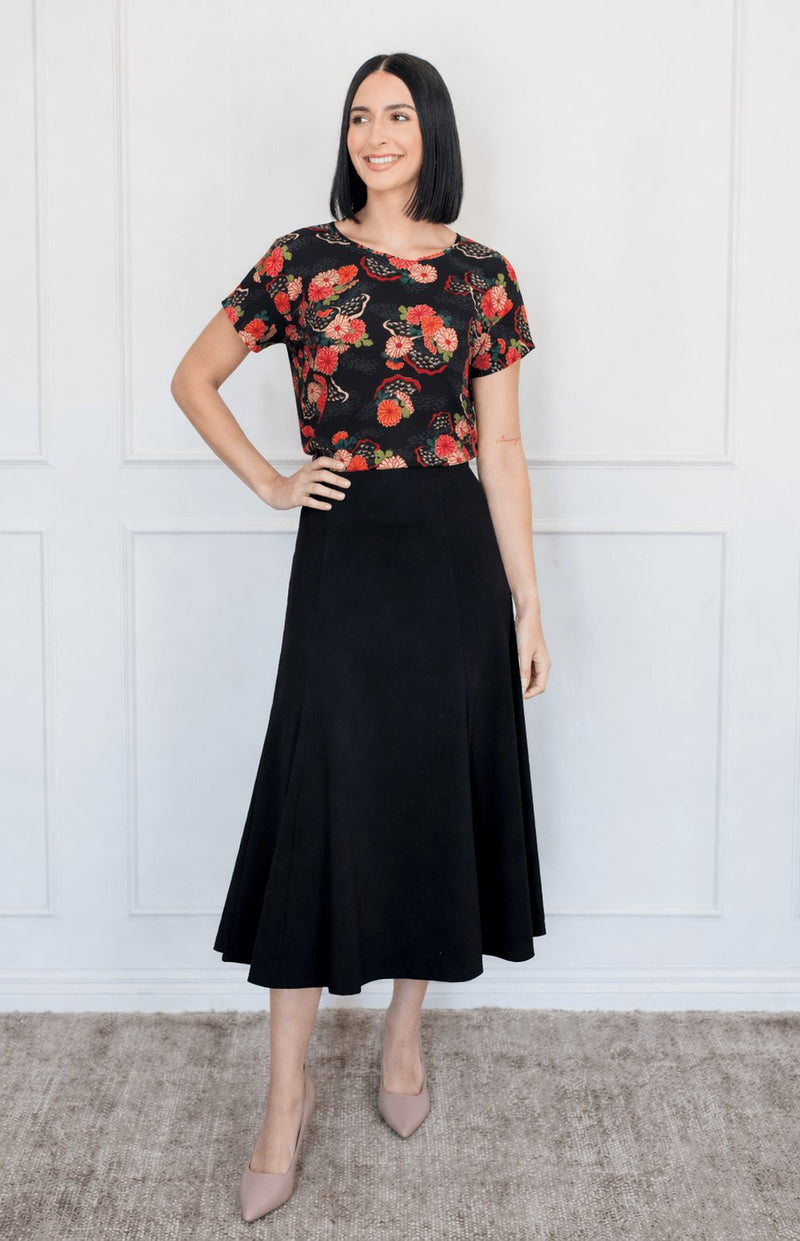 Flared Ponte Skirt in black