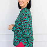 Cherry Blouse in cherry teal