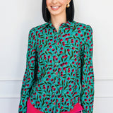 Cherry Blouse in cherry teal