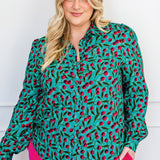 Cherry Blouse in cherry teal