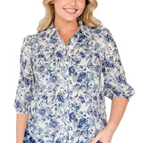 Maiocchi's classic fitted blouse, featuring exclusive hand-painted Ivory Swoon print.