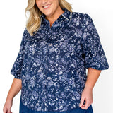  Maiocchi's Cherry Blouse in navy swoon, perfect for everyday or something more fancy, and features our exclusive print.