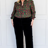 Cherry Velvet Pant in black
