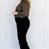 Cherry Velvet Pant in black