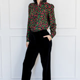 Cherry Velvet Pant in black
