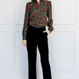 Cherry Velvet Pant in black