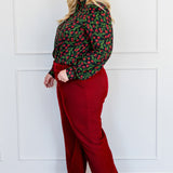 Cherry Velvet Pant in cherry