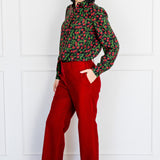 Cherry Velvet Pant in cherry