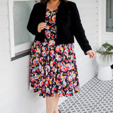 Signature Cleo style dress in oriental Days Like These print by Maiocchi.