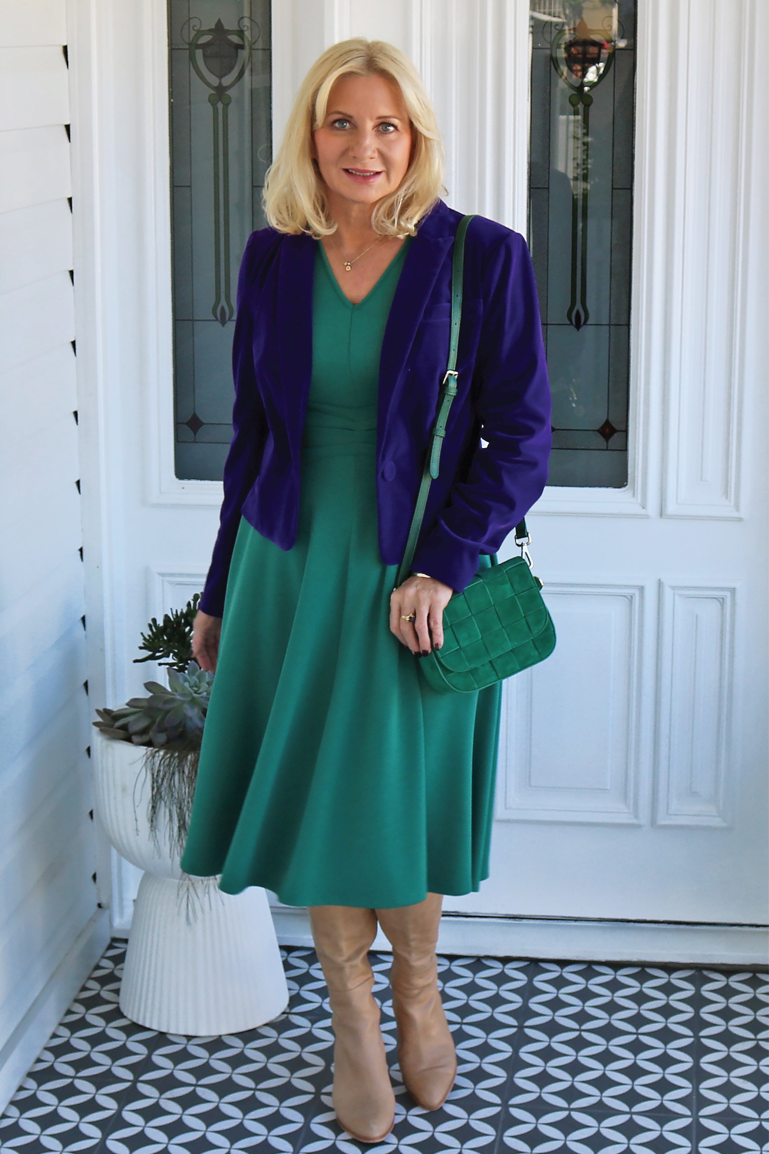 Green Cleo dress by Maiocchi, designed in Australia, sizes 6–22