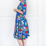 Cleo Dress in kasumi cobalt