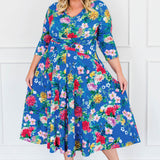 Cleo Dress in kasumi cobalt