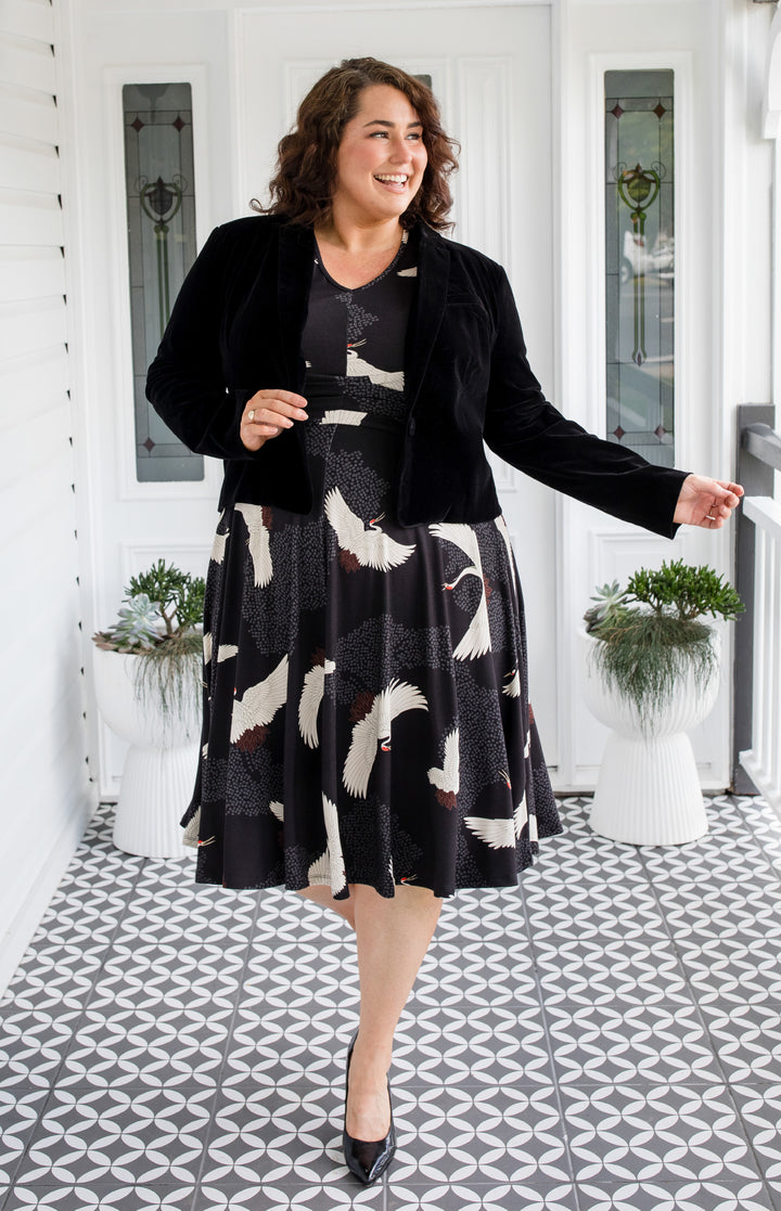 Cleo Dress in poetry in motion black