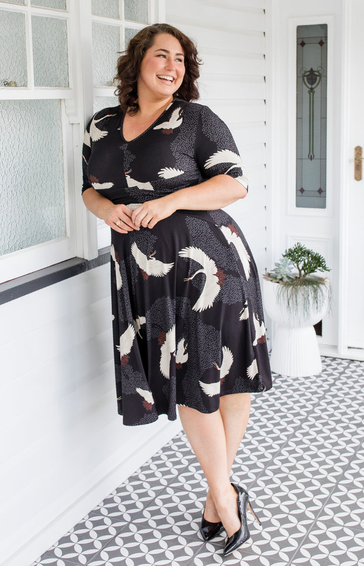 Cleo Dress in poetry in motion black