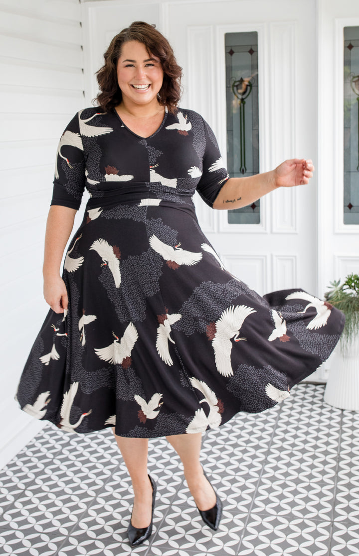 Cleo Dress in poetry in motion black