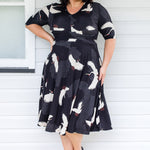 Maiocchi Cleo Dress in Poetry in Motion print – flattering hourglass silhouette with soft buttery bamboo fabric