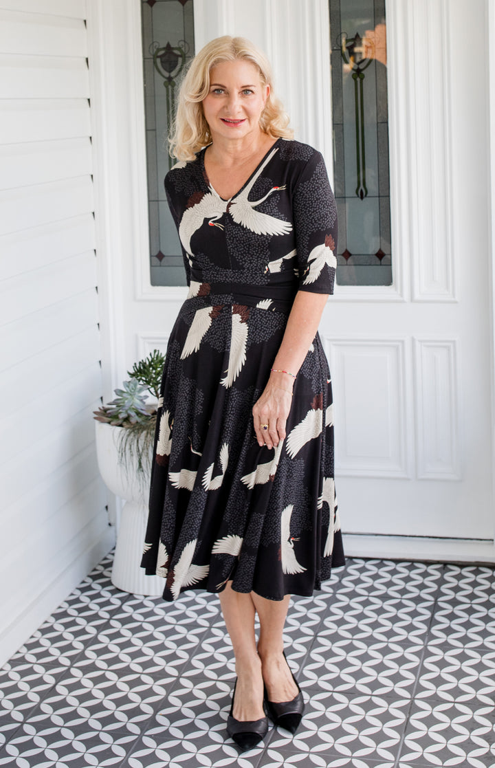 Cleo Dress in poetry in motion black