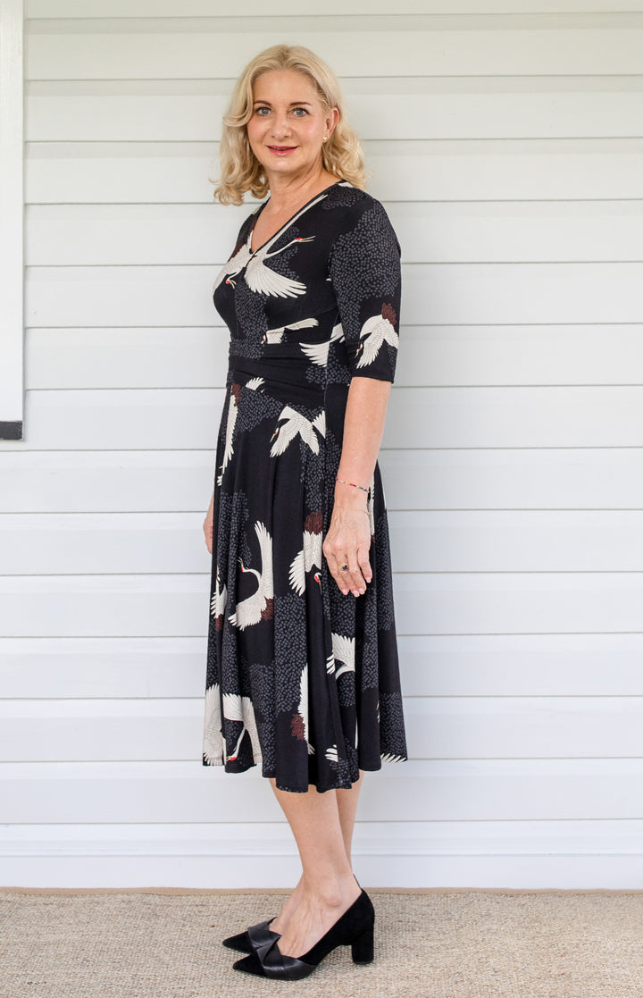 Cleo Dress in poetry in motion black