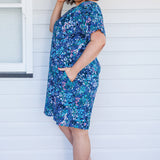 Crowd Pleaser Dress in name dropper blue