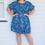 Crowd Pleaser Dress in name dropper blue