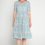Blue lace occasion dress with cotton voile lining – Eloise Dress, perfect from cocktail hour to weekend celebrations