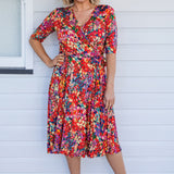 Emily Reversible Dress in name dropper red