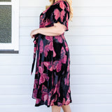 Evie Dress in butterfly velvet wine