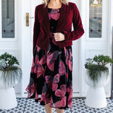 Evie Dress in butterfly velvet wine