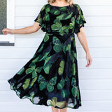 Evie Dress in butterfly velvet green