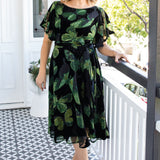 Evie Dress in butterfly velvet green