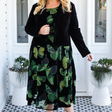 Evie Dress in butterfly velvet green