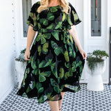 Evie Dress in butterfly velvet green