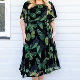 Evie Dress in butterfly velvet green