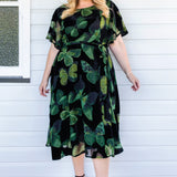 Evie Dress in butterfly velvet green