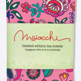 Tea Towel in folk fairytale pink