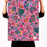 Tea Towel in folk fairytale pink