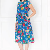 Gion Dress in kasumi cobalt