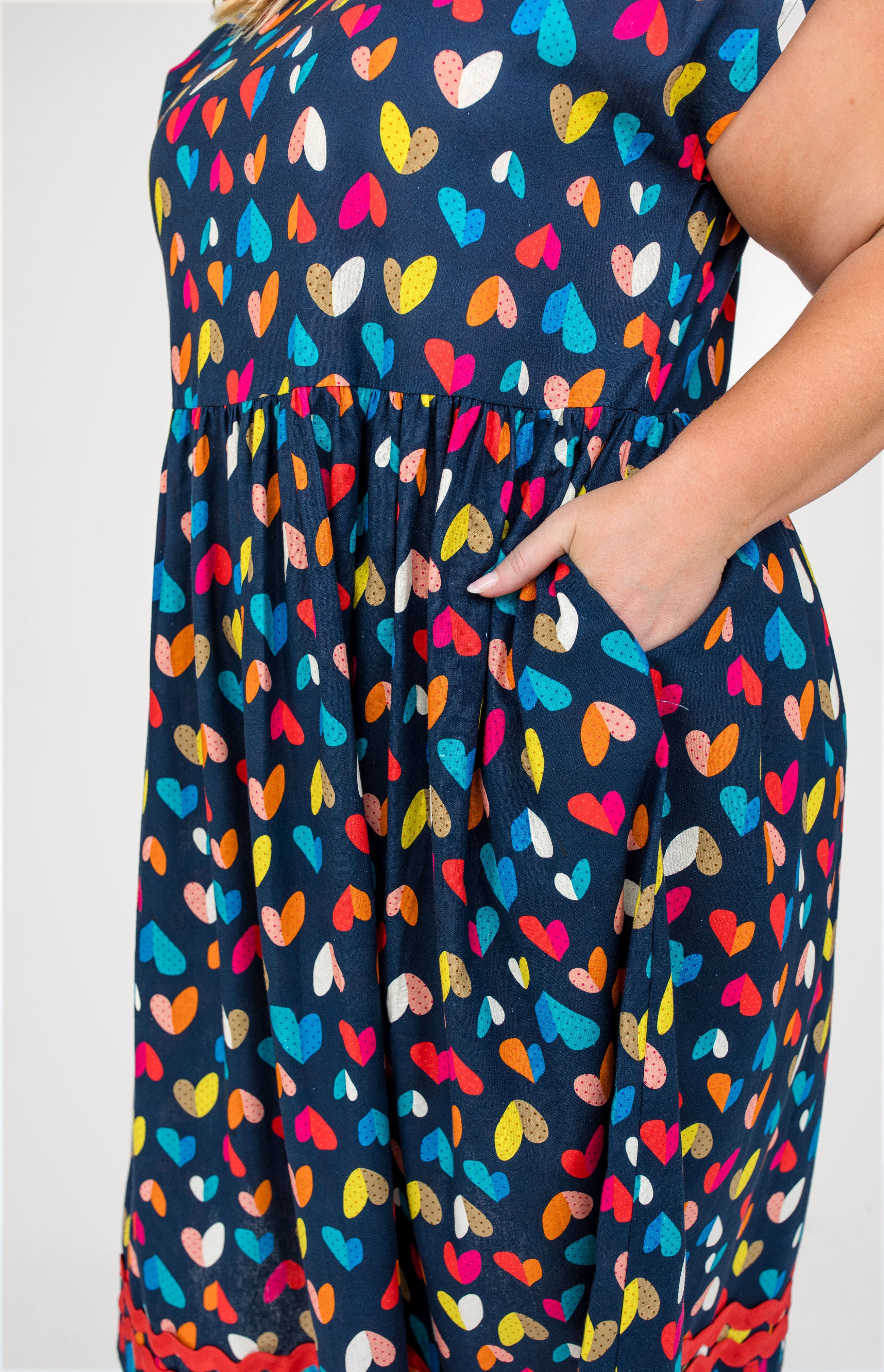 Holiday Dress in rainbow hearts