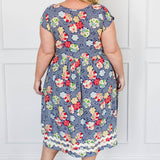 Holiday Dress in peach blossoms